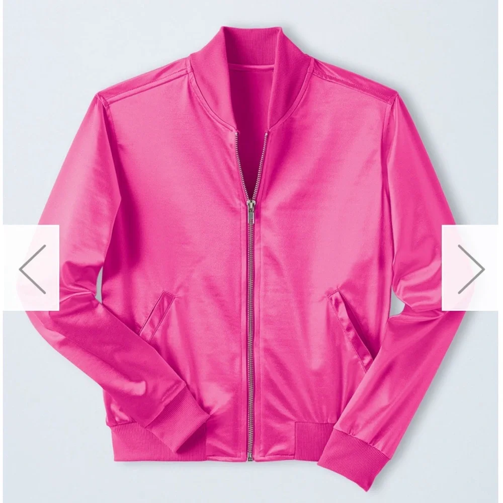 Weissman Pink Bomber Jacket Dance Top Large Child Zip Front Performance